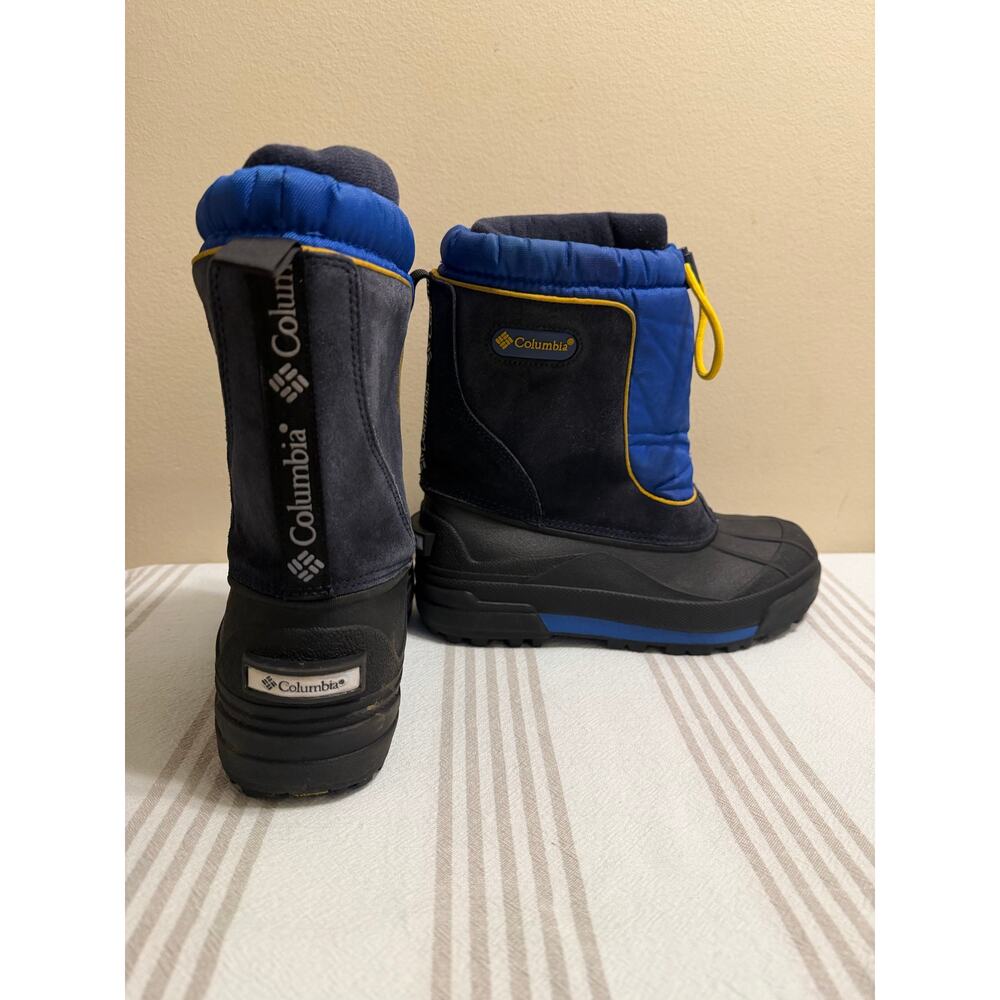 Columbia Bugabarn Jr Youth Snow Boots Size 5 Blue Black Yellow